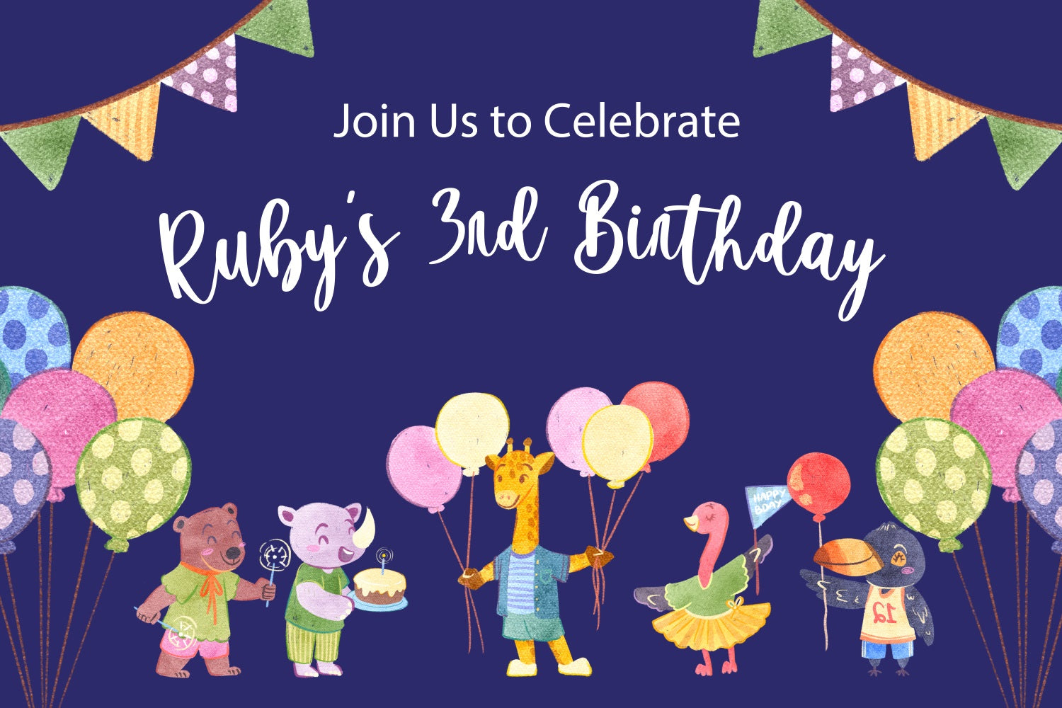 Customized Backdrop für Geburtstagsparty 3. Tier Freunde Backdrop BRP2-132