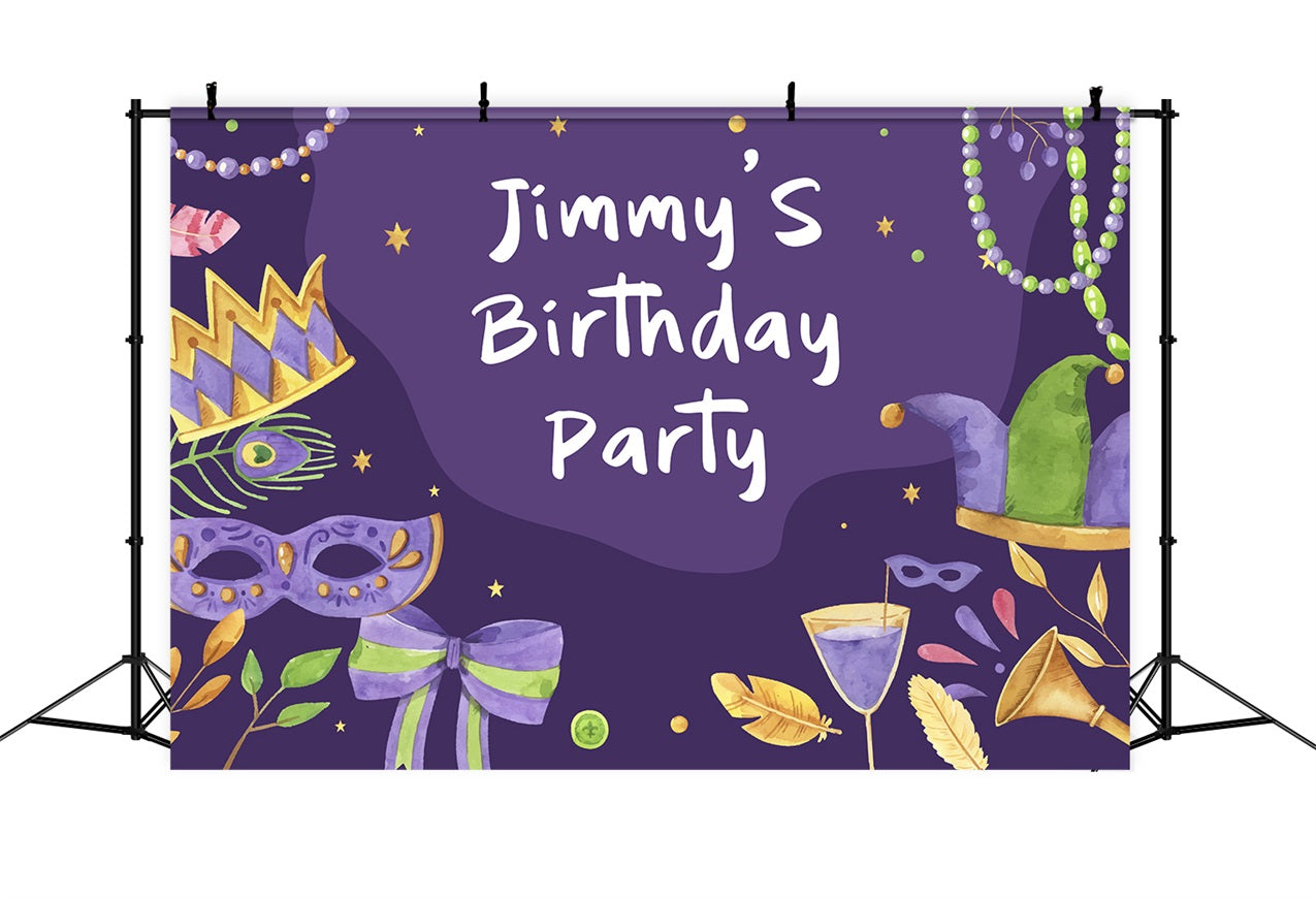 Benutzerdefinierte Happy Birthday Backdrop Mardi Gras Celebration Backdrop BRP2-136