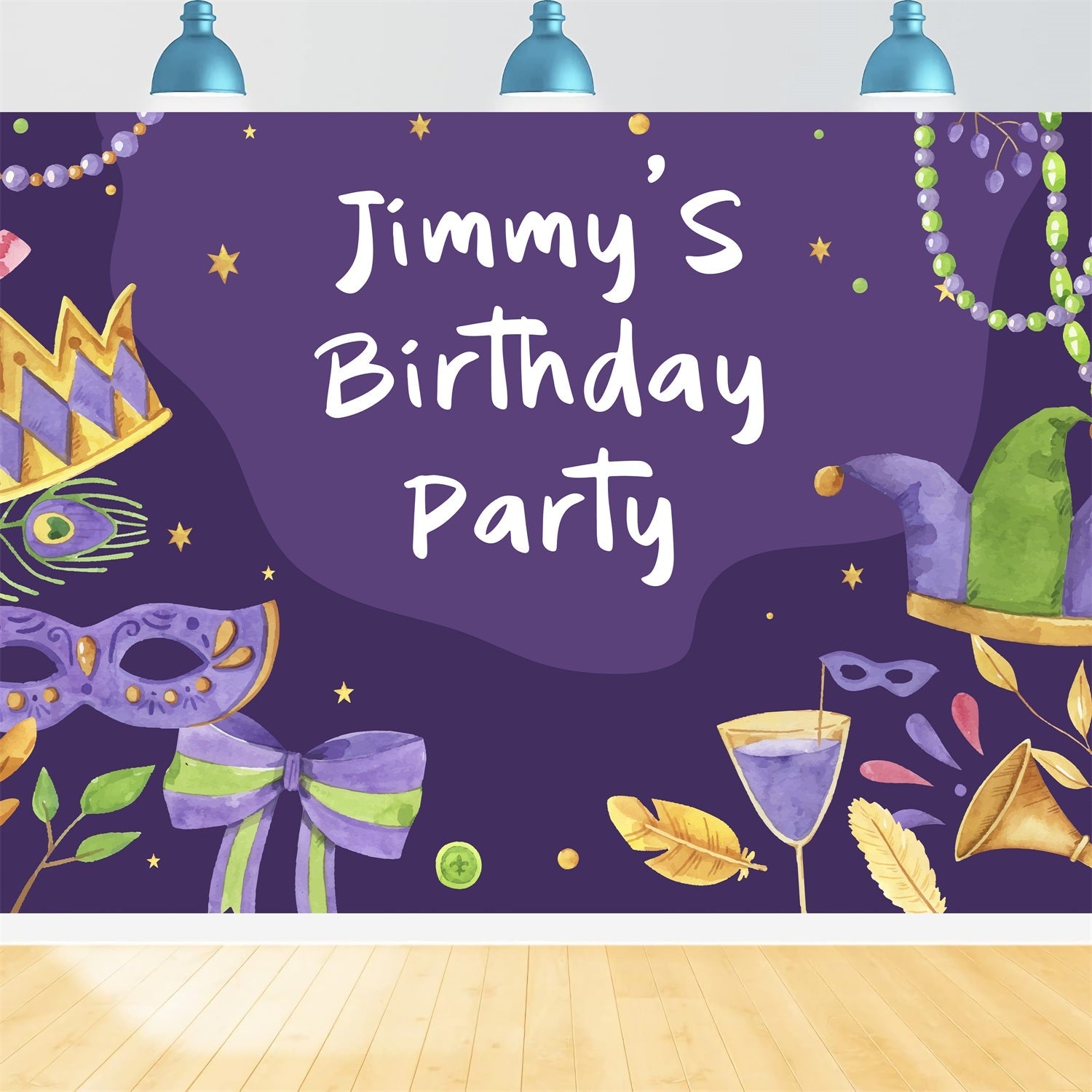 Benutzerdefinierte Happy Birthday Backdrop Mardi Gras Celebration Backdrop BRP2-136