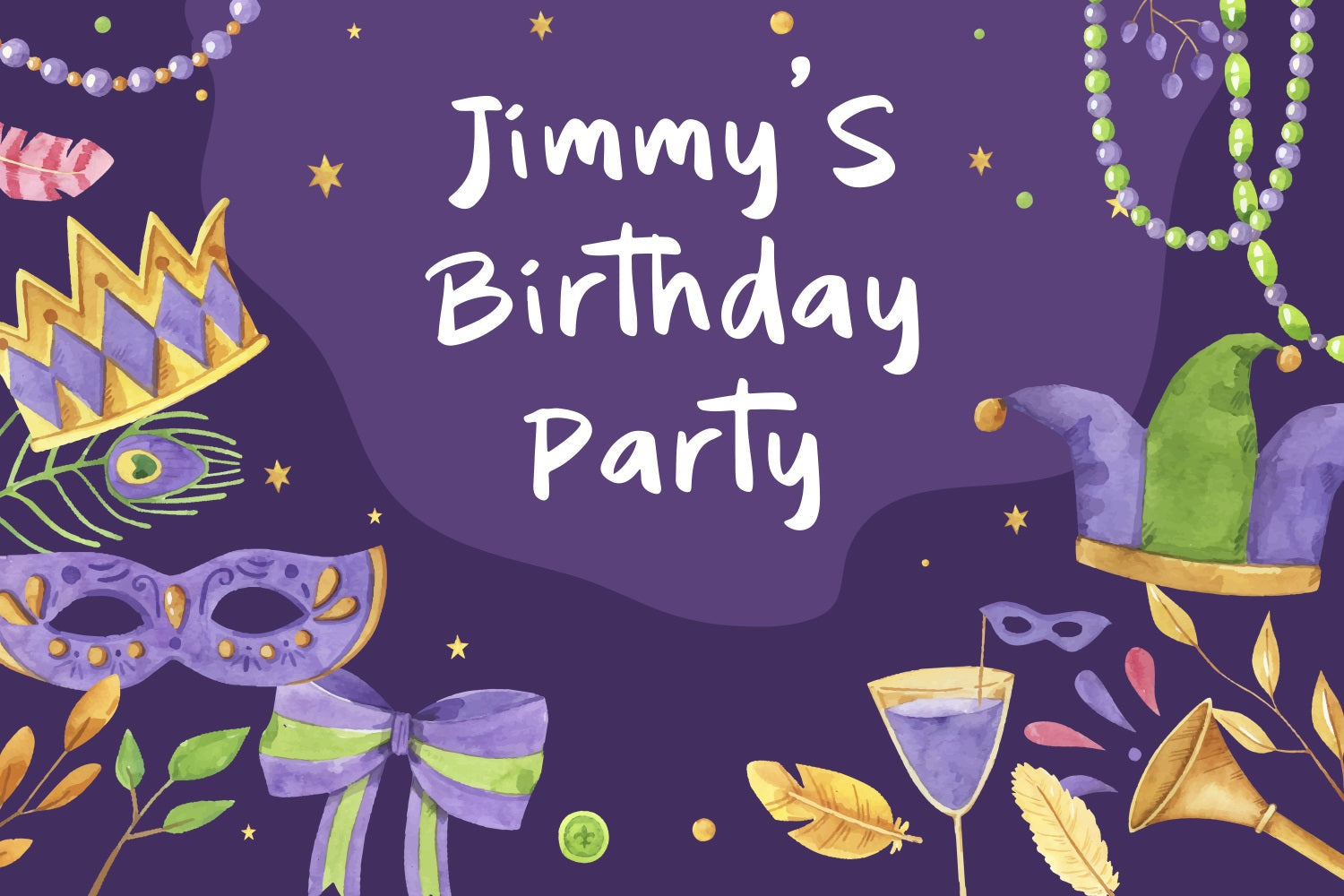 Benutzerdefinierte Happy Birthday Backdrop Mardi Gras Celebration Backdrop BRP2-136