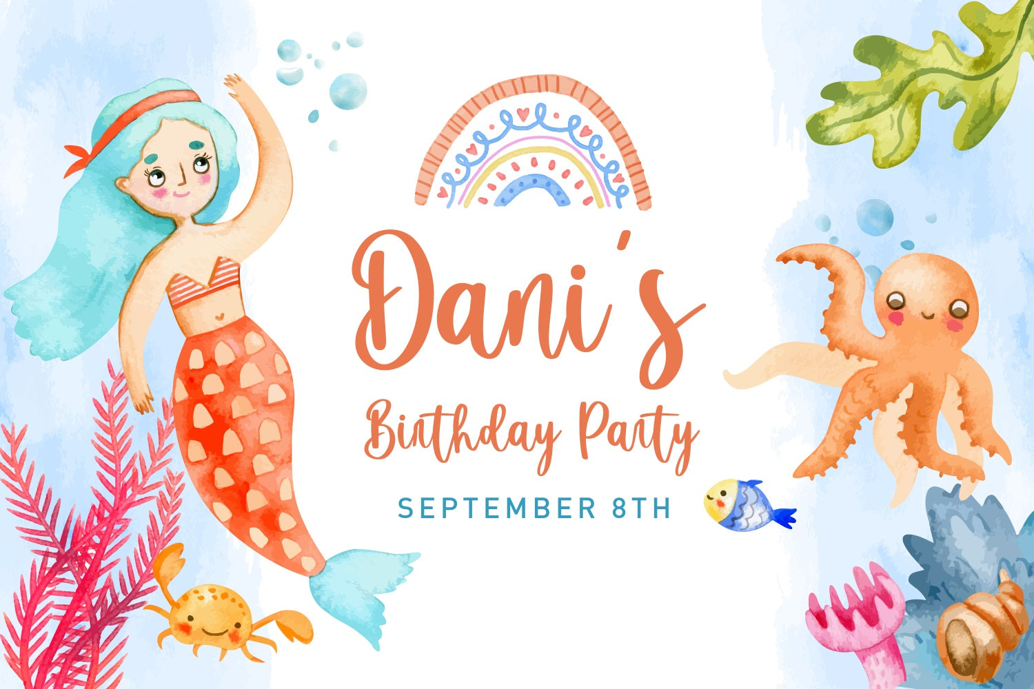 Benutzerdefinierte Backdrops für Geburtstage Meerjungfrau Thema Backdrop BRP2-142