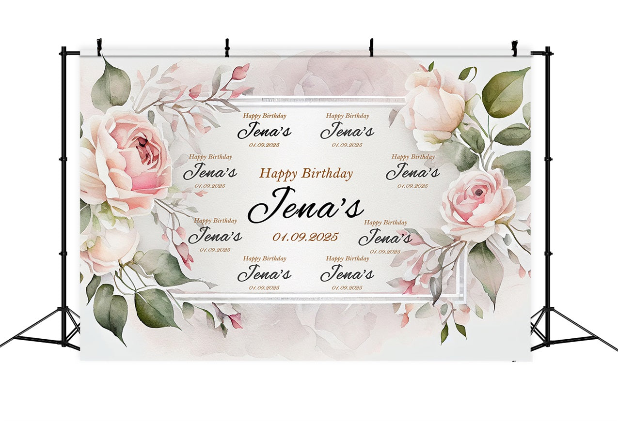 Personalisierte Geburtstag Foto-Hintergrund rosa Blume Party-Hintergrund BRP2-147