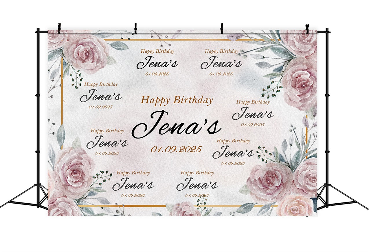 Personalisierte 21. Geburtstag Backdrop Elegant Floral Celebration Backdrop BRP2-149