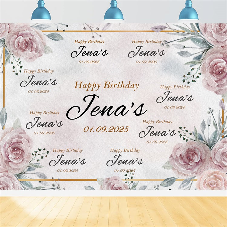 Personalisierte 21. Geburtstag Backdrop Elegant Floral Celebration Backdrop BRP2-149