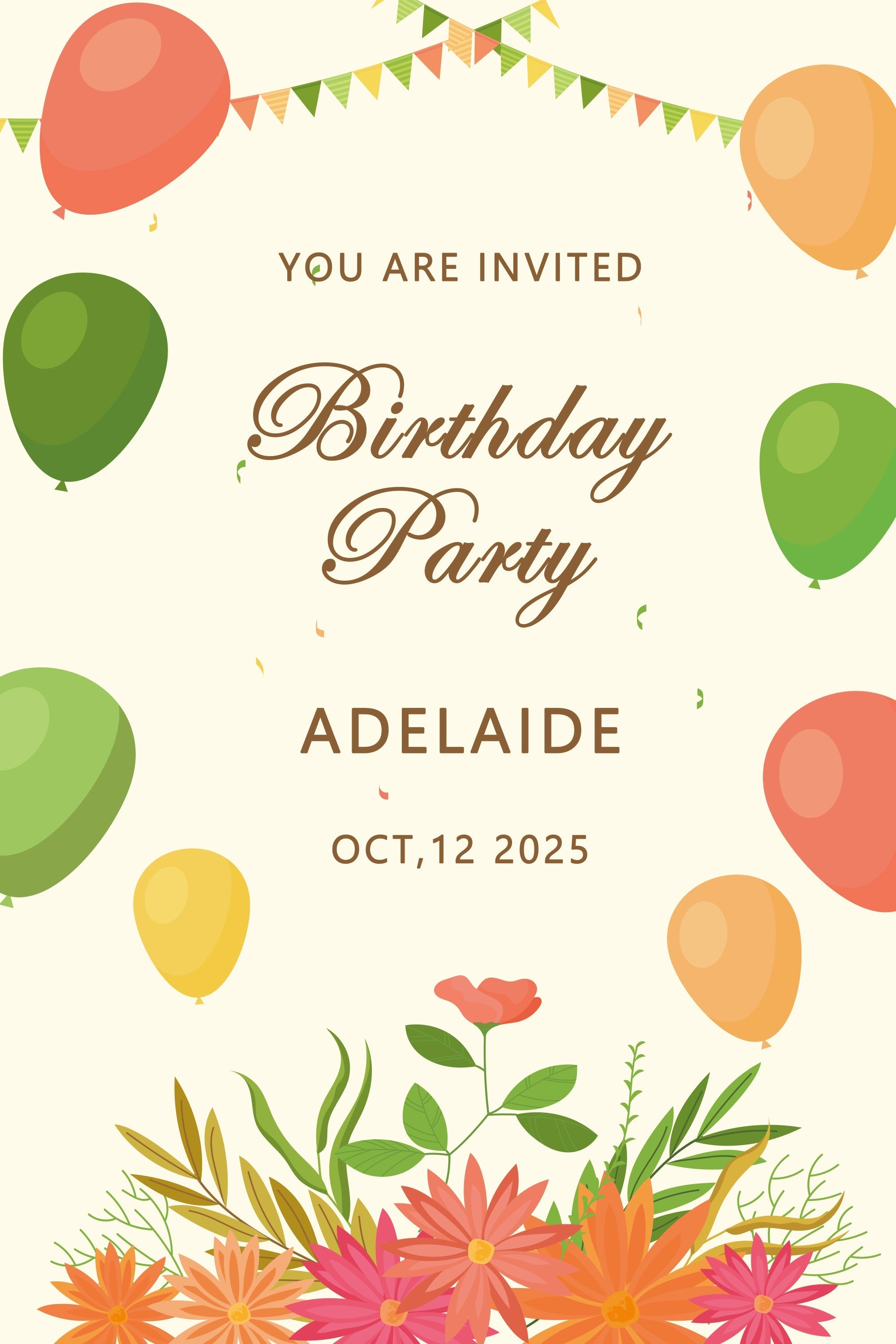 Benutzerdefinierte Name Geburtstag Backdrop Adelaide's bunte Ballon-Hintergrund BRP2-153