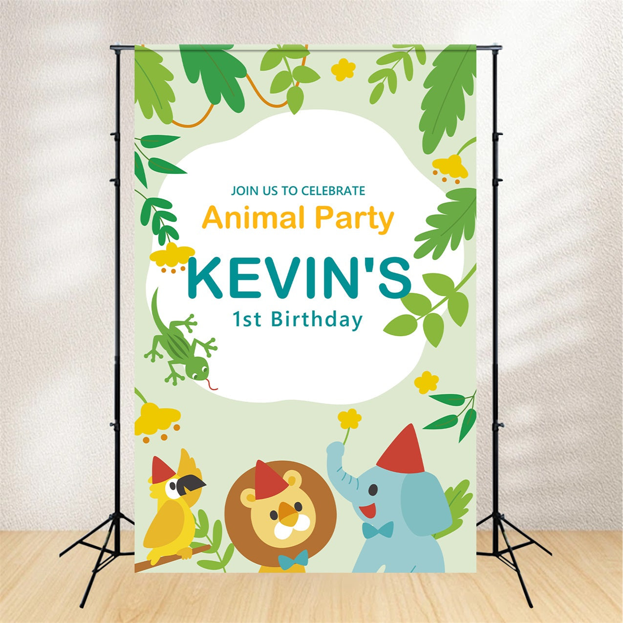 Personalisierte 1. Geburtstag Backdrop 1st Animal Celebration Backdrop BRP2-155