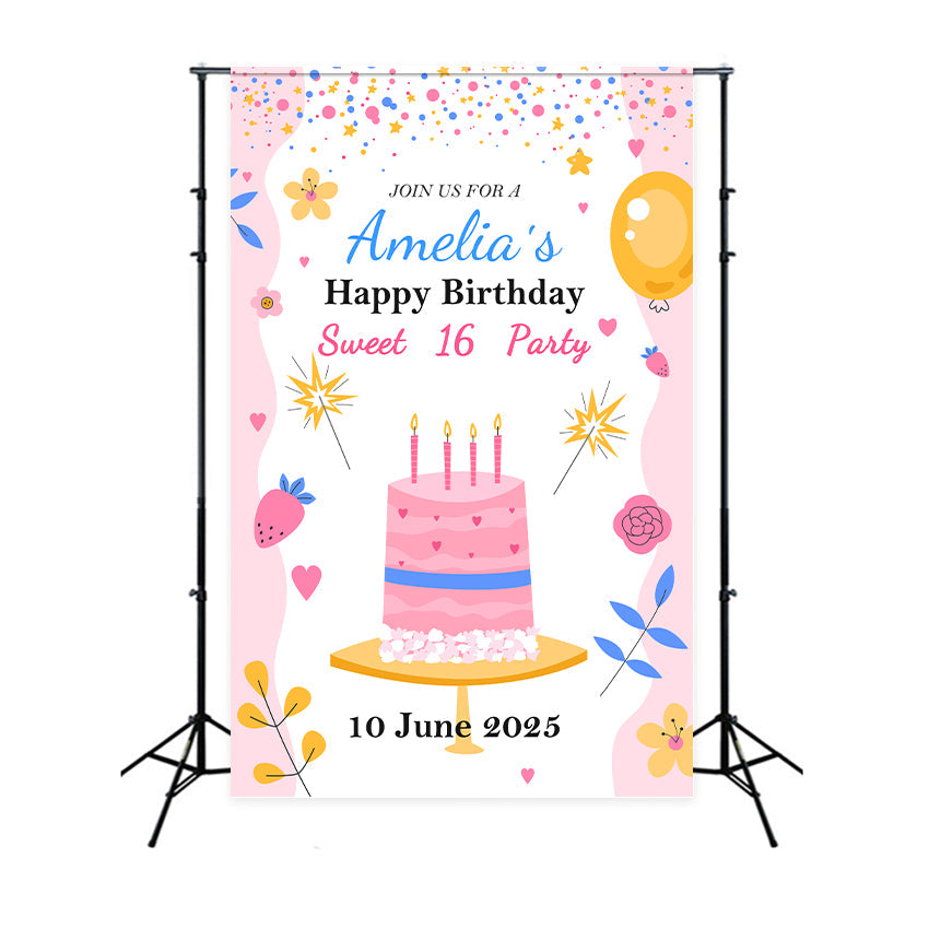 Personalisierte Backdrops Geburtstag Sweet 16 Party Backdrop BRP2-160