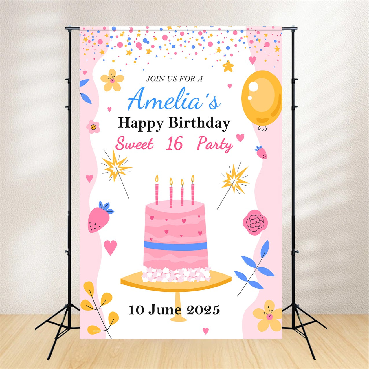 Personalisierte Backdrops Geburtstag Sweet 16 Party Backdrop BRP2-160