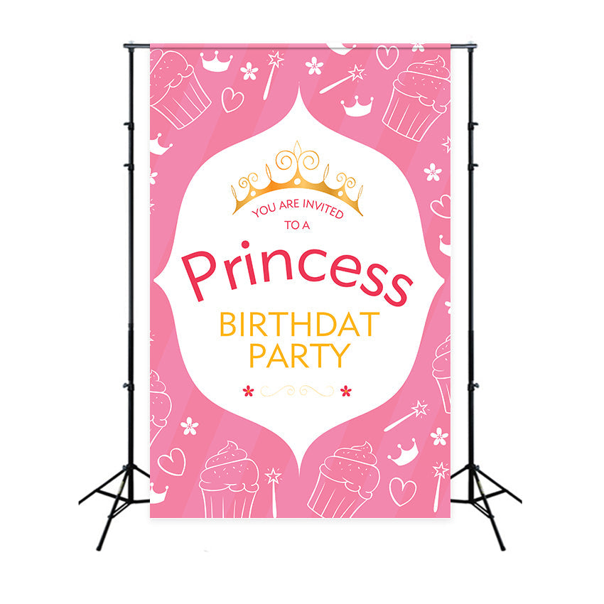 Individuelle Backdrops für Geburtstage Rosa Prinzessin Krone Backdrop BRP2-165