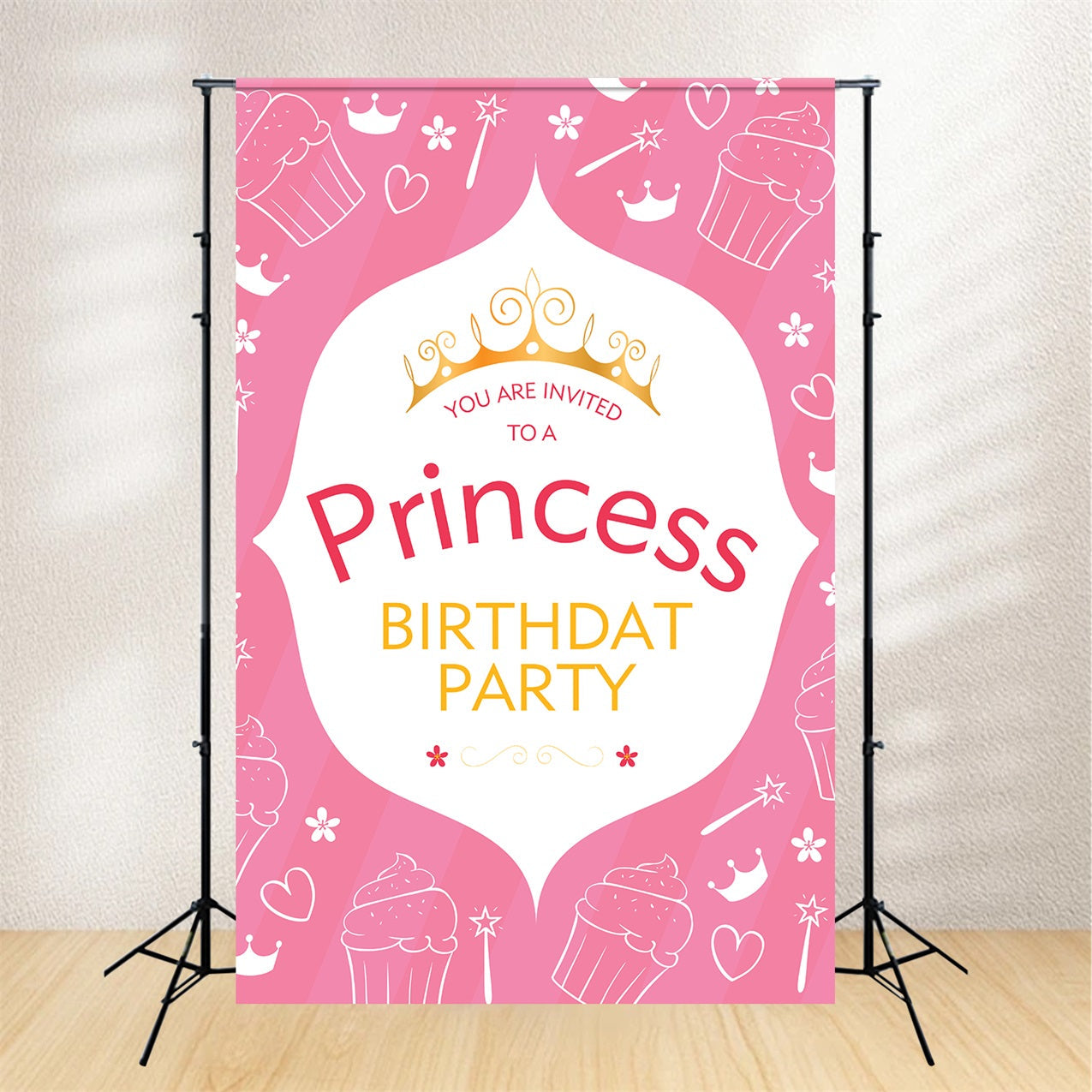 Individuelle Backdrops für Geburtstage Rosa Prinzessin Krone Backdrop BRP2-165