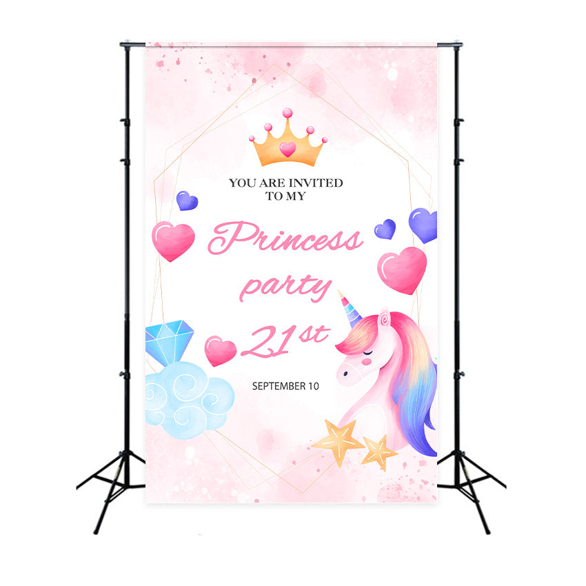 Personalisierte 21. Geburtstag Backdrop 21. Einhorn Prinzessin Backdrop BRP2-167