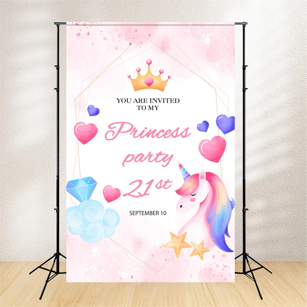 Personalisierte 21. Geburtstag Backdrop 21. Einhorn Prinzessin Backdrop BRP2-167