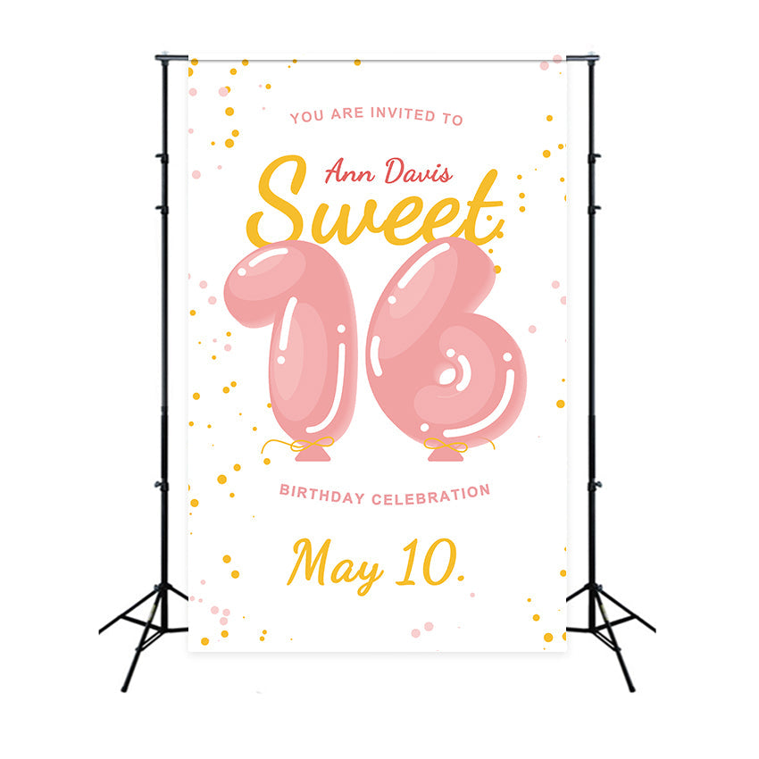Personalisierte Backdrops für Geburtstag Ballon Nummer Sweet 16 Backdrop BRP2-168