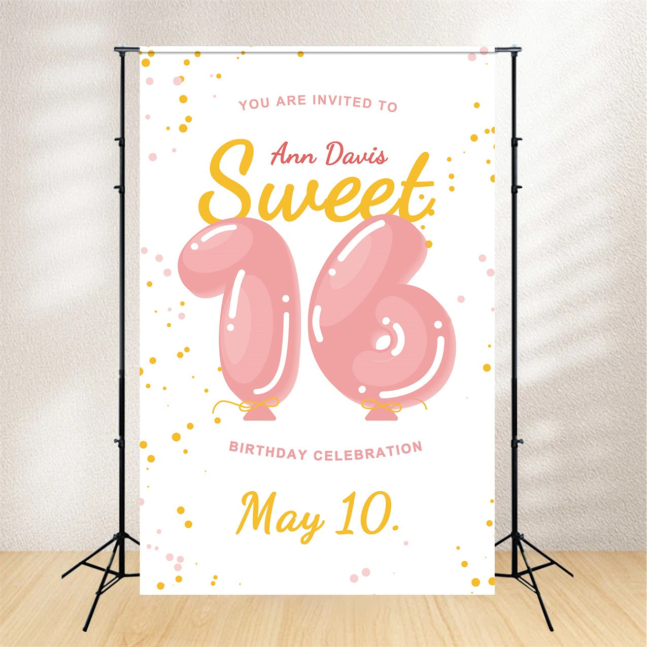 Personalisierte Backdrops für Geburtstag Ballon Nummer Sweet 16 Backdrop BRP2-168