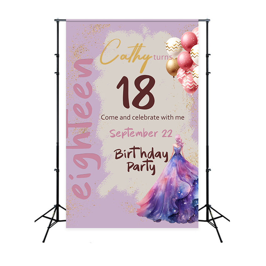 Custom Made Geburtstag Backdrops 18. Ballons Sparkle Backdrop BRP2-169