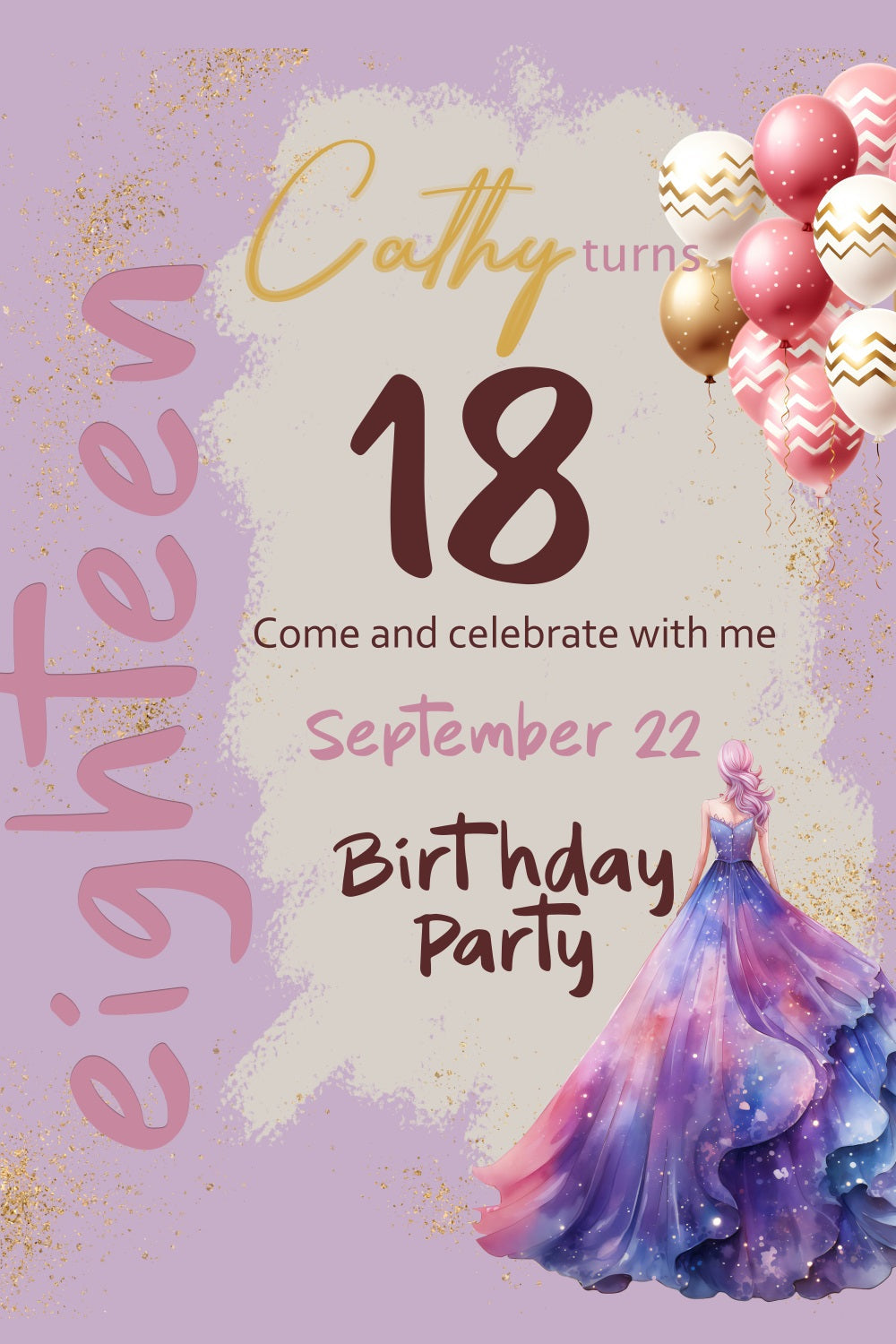 Custom Made Geburtstag Backdrops 18. Ballons Sparkle Backdrop BRP2-169