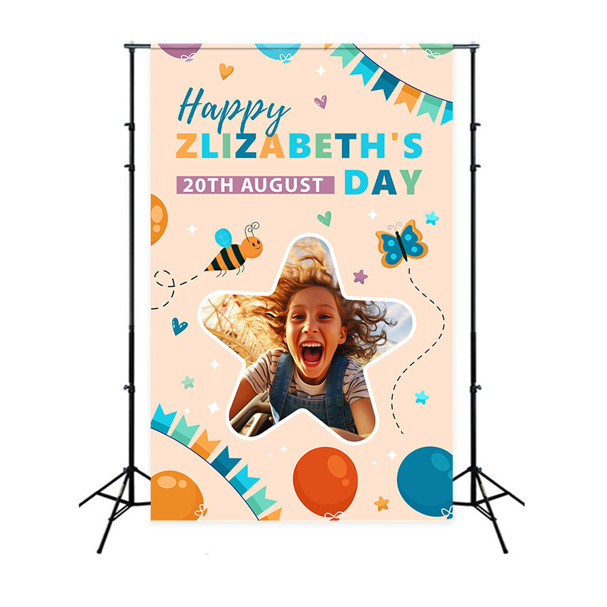 Custom Happy Birthday Backdrop Bunte Ballon Schmetterling Backdrop BRP2-172