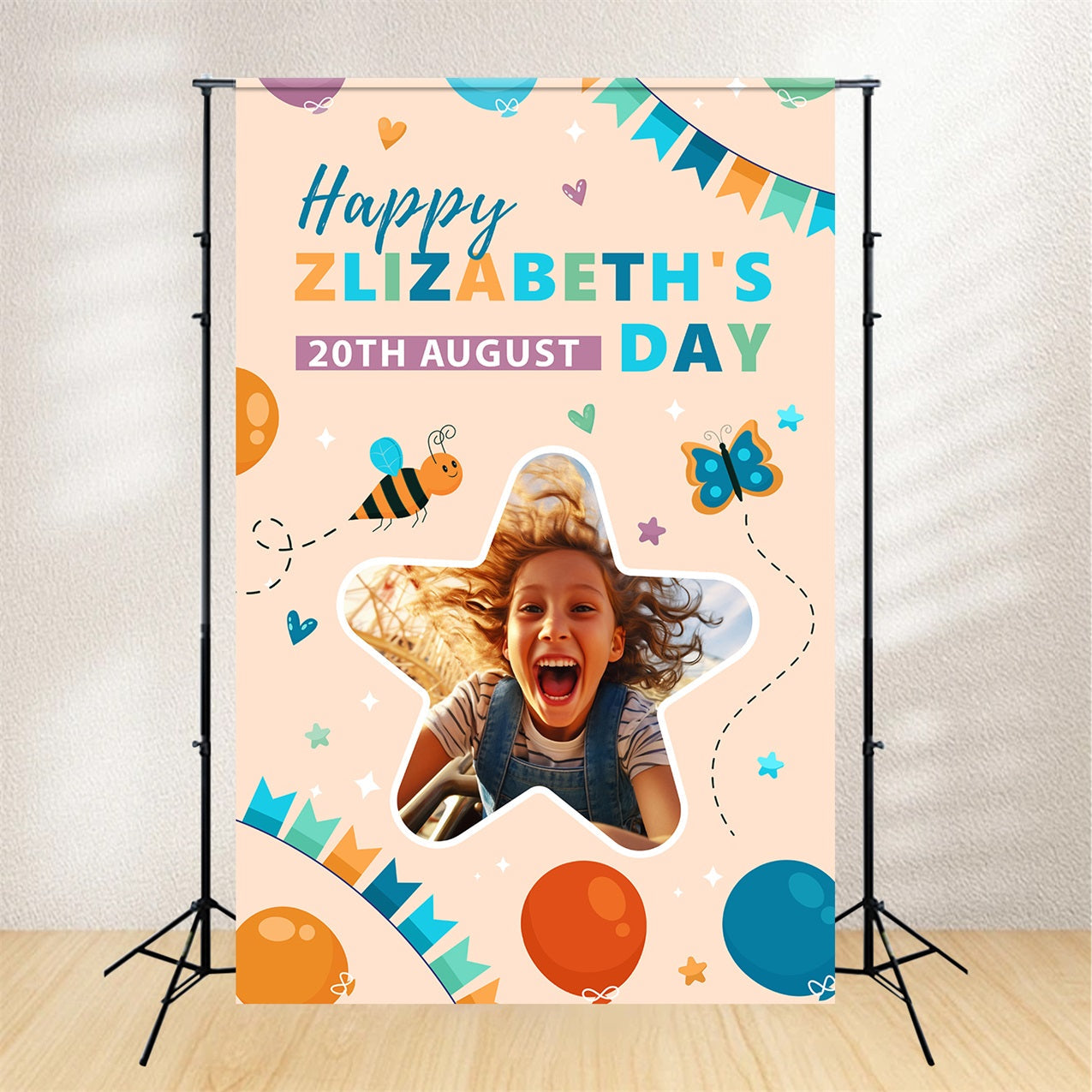 Custom Happy Birthday Backdrop Bunte Ballon Schmetterling Backdrop BRP2-172