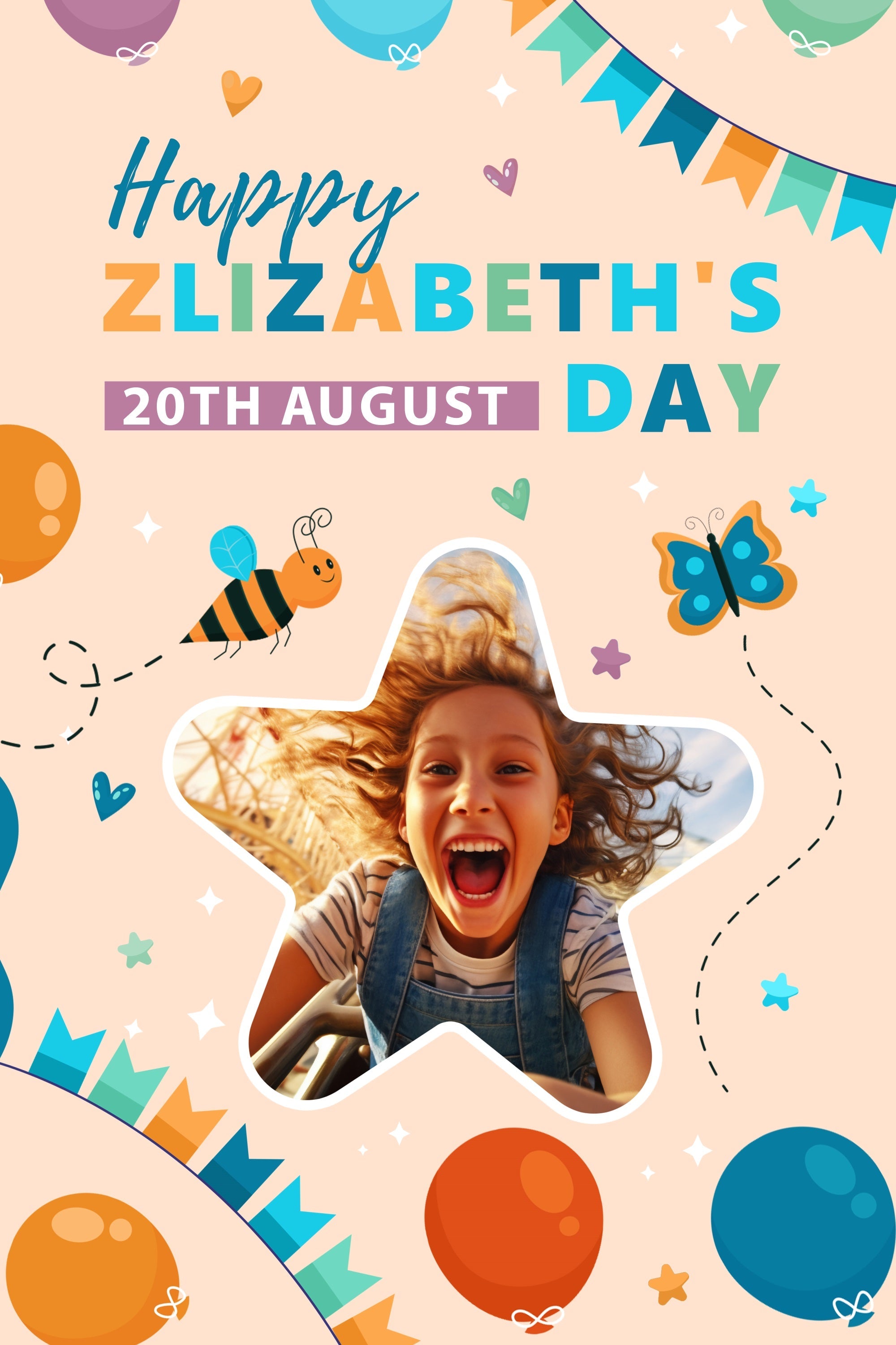 Custom Happy Birthday Backdrop Bunte Ballon Schmetterling Backdrop BRP2-172