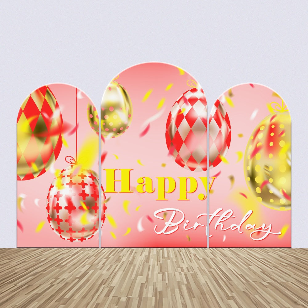 Customize Geburtstag Backdrop Rot Gold Ballon Bogen Backdrop Kit BRP2-175