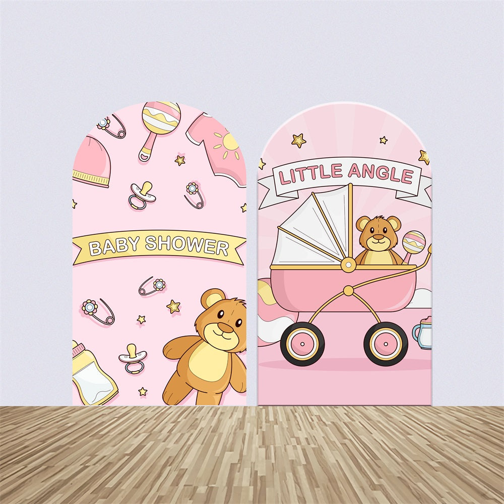 Personalisierte Baby Shower Backdrops Teddy Pink Stroller Arch Backdrop Kit BRP2-194