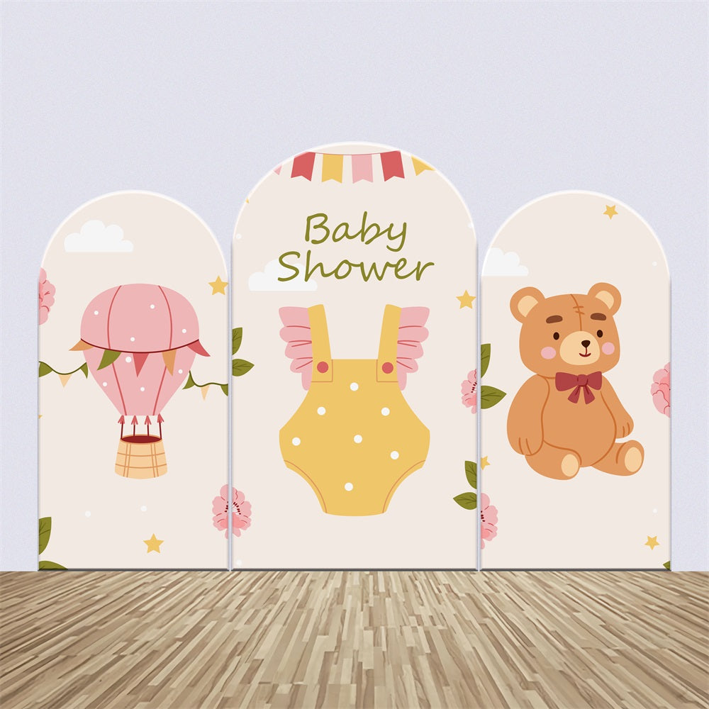 Personalisierte Baby Shower Hintergrundkulisse Ballon Teddybär Bogen Hintergrundkulisse Kit BRP2-197