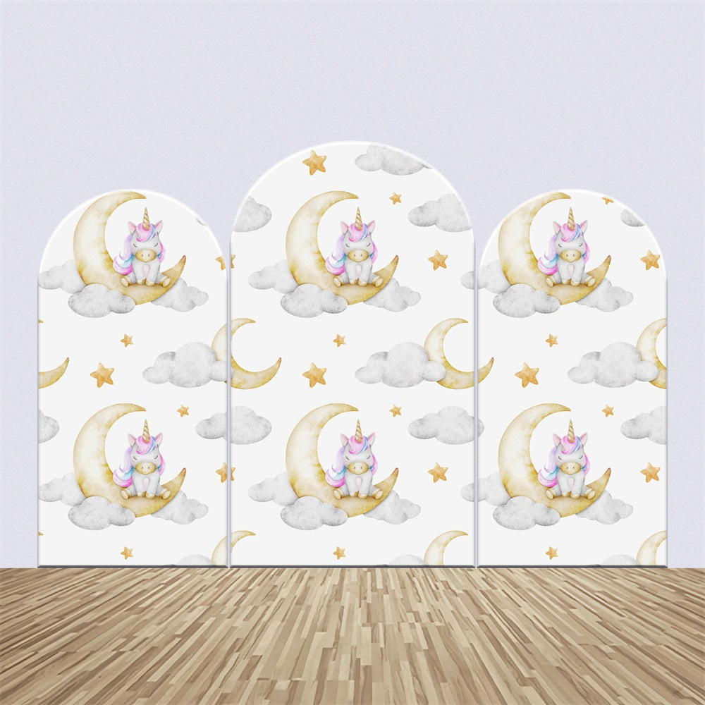 Personalisierte Baby Shower Backdrops Magisches Einhorn Mond Backdrop Kit BRP2-200