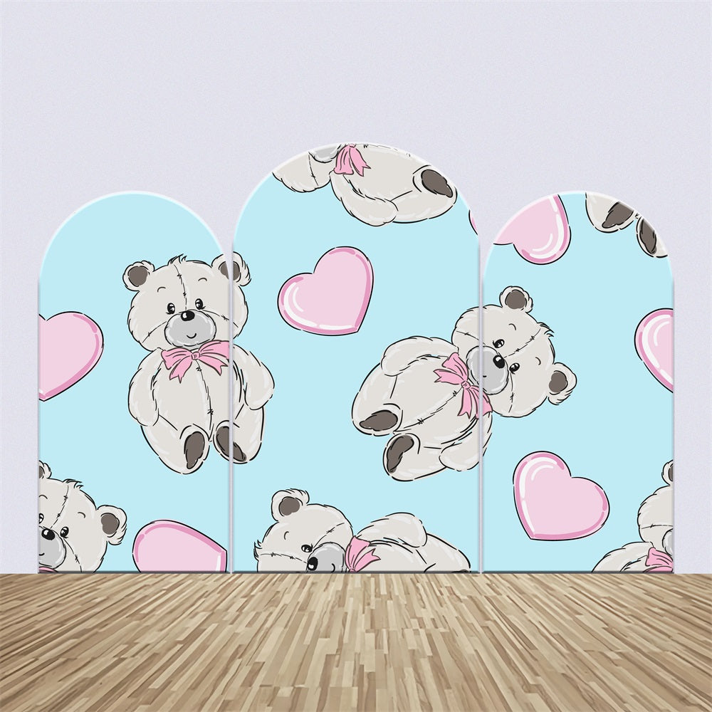 Personalisierte Baby Shower Backdrop Blauer Teddybär Bogen Backdrop Kit BRP2-202