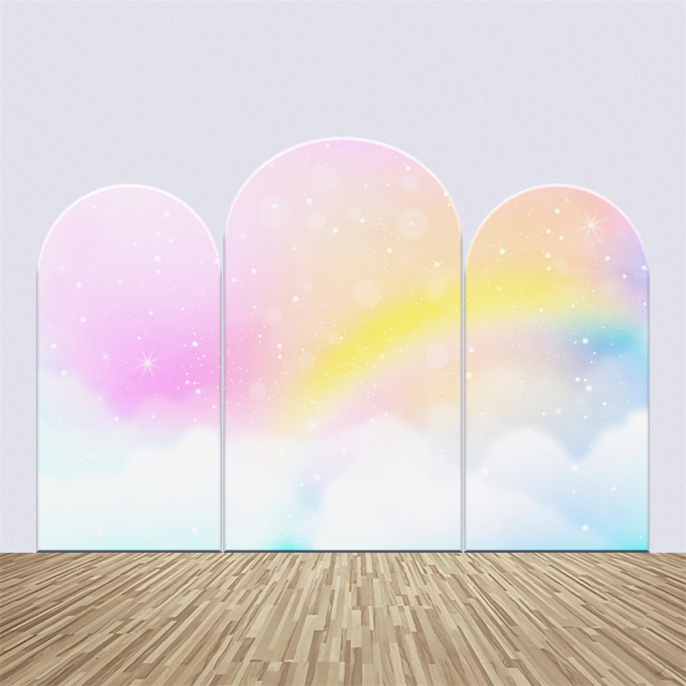 Individuell gestaltete Baby Shower Backdrop Pastell Wolke Sterne Bogen Backdrop Kit BRP2-207