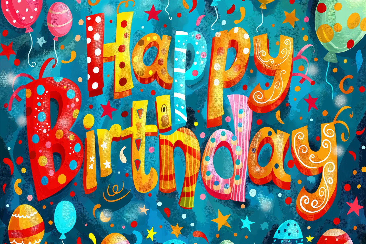 Custom Birthday Backdrops Festliche Ballons Celebration Backdrop BRP2-209