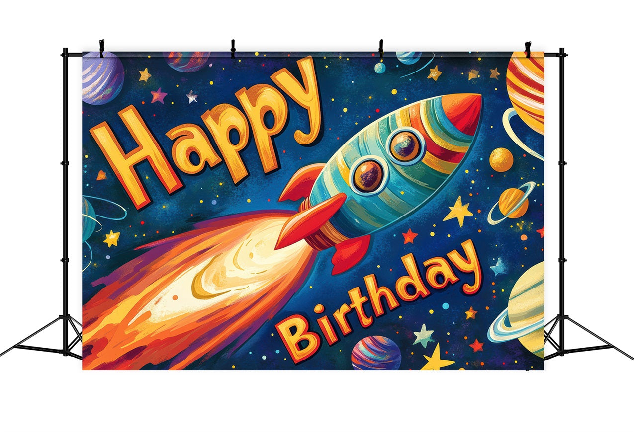 Customized Backdrop für Geburtstag Galactic Rocket Adventure Backdrop BRP2-210