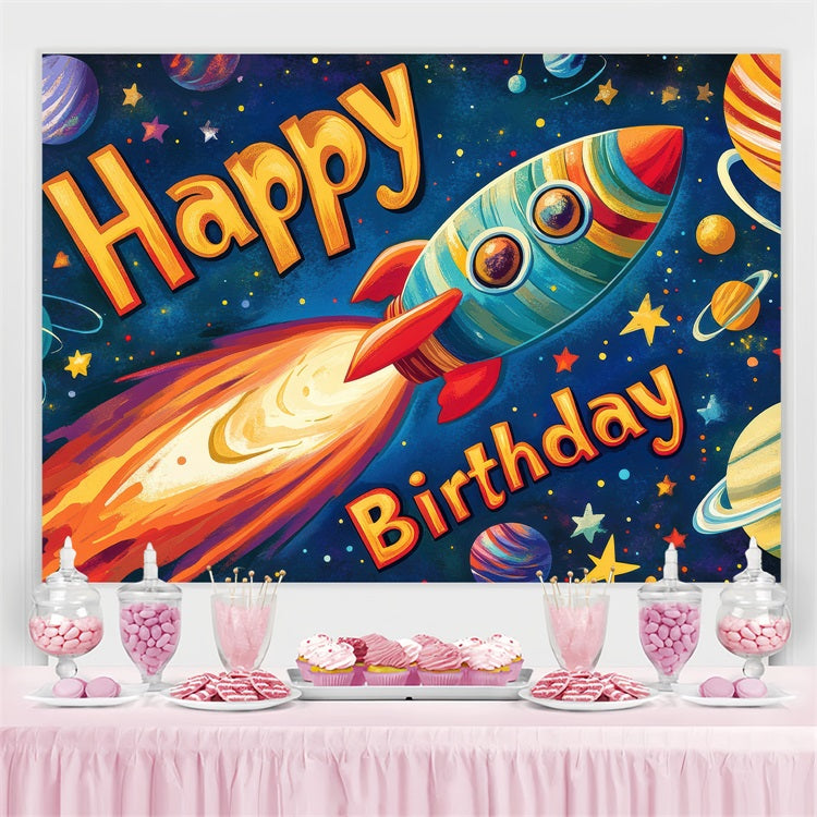 Customized Backdrop für Geburtstag Galactic Rocket Adventure Backdrop BRP2-210