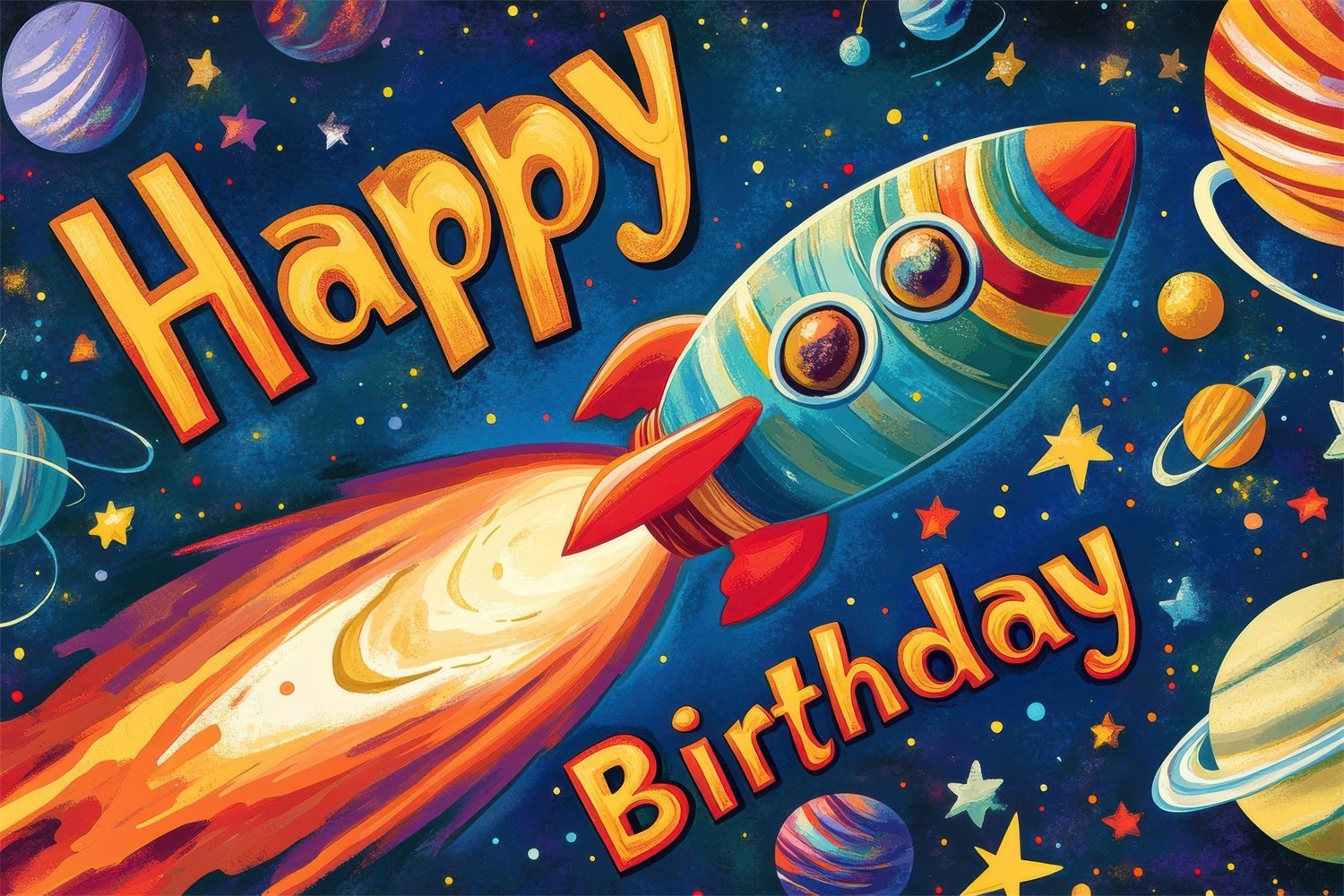 Customized Backdrop für Geburtstag Galactic Rocket Adventure Backdrop BRP2-210