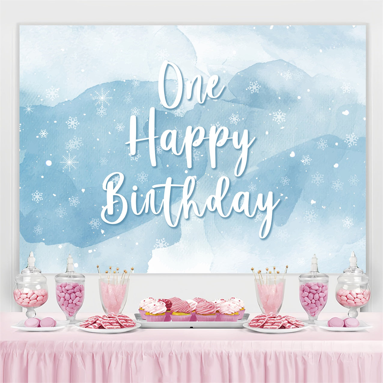 Personalisierte Geburtstag Backdrop 1st Frozen Snowy Celebration Backdrop BRP2-214