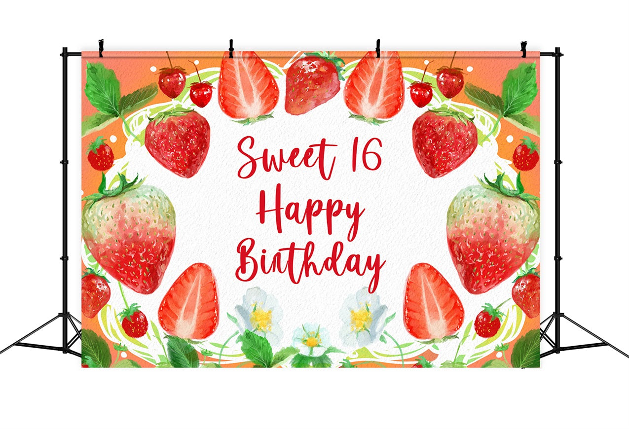 Custom Made Geburtstag Backdrops Sweet 16 Strawberry Bliss Backdrop BRP2-216