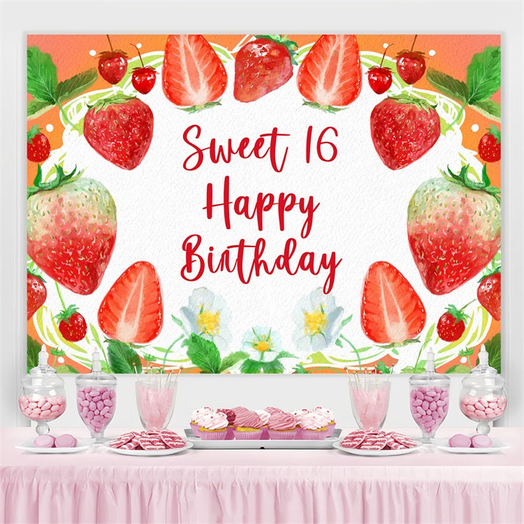 Custom Made Geburtstag Backdrops Sweet 16 Strawberry Bliss Backdrop BRP2-216