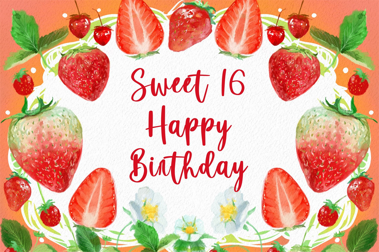 Custom Made Geburtstag Backdrops Sweet 16 Strawberry Bliss Backdrop BRP2-216