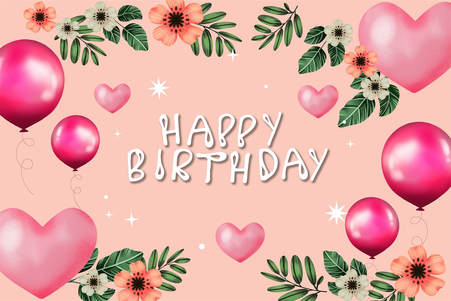 Customized Geburtstag Backdrop Blush Floral Ballon Backdrop BRP2-217