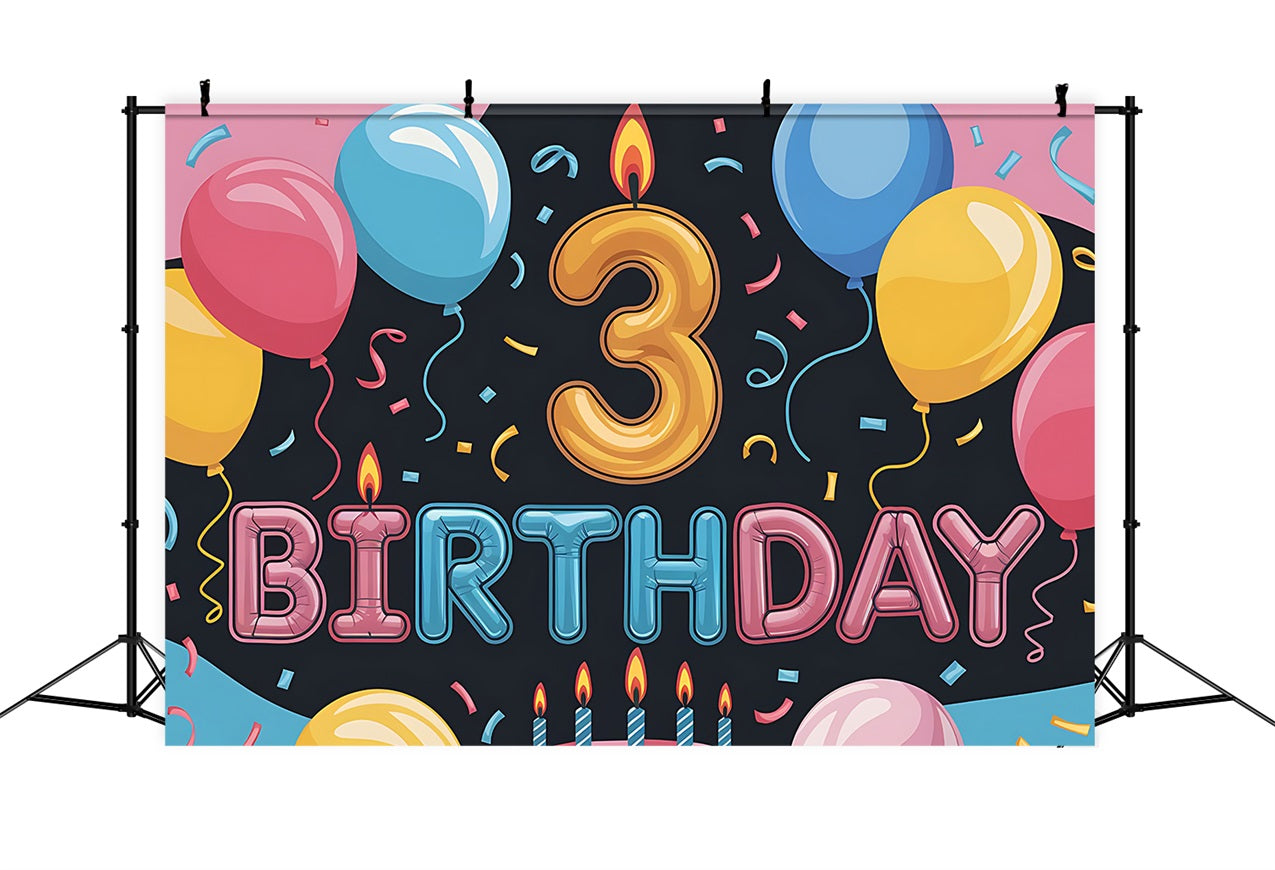 Personalisierte Geburtstag Foto-Hintergrund fröhlich 3. Ballon-Hintergrund BRP2-220