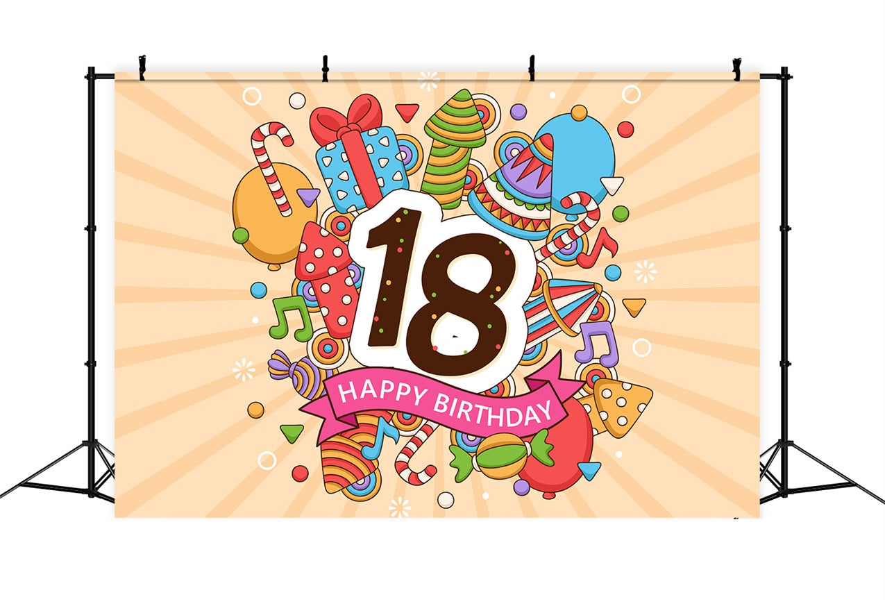 Personalisierte Backdrop für Geburtstag Cartoon 18. Backdrop BRP2-222
