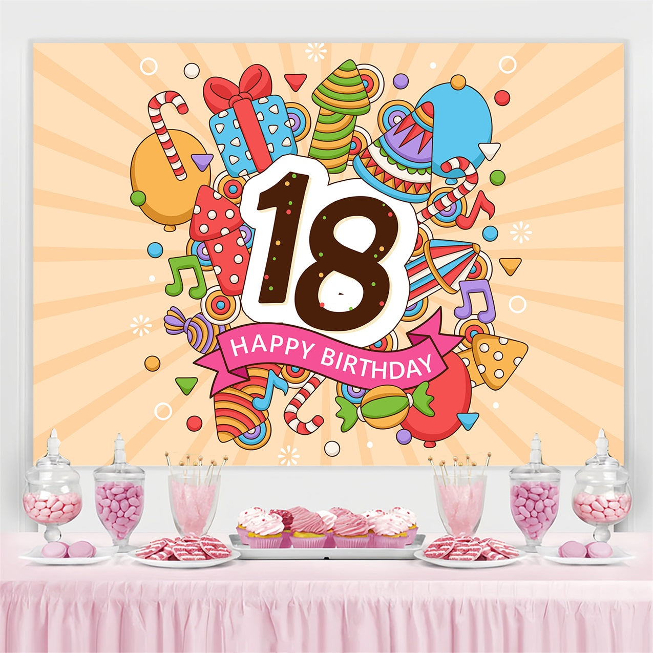 Personalisierte Backdrop für Geburtstag Cartoon 18. Backdrop BRP2-222