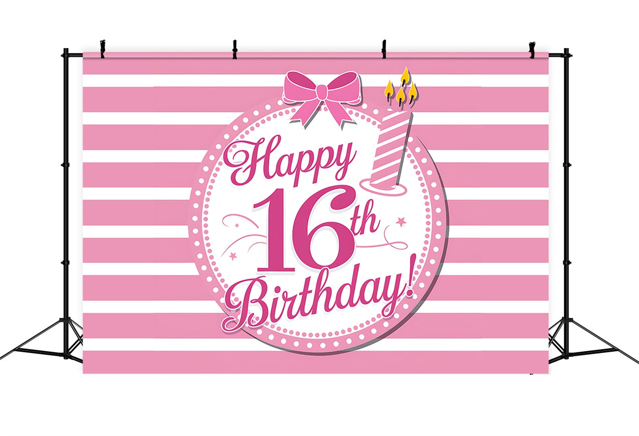 Geburtstag Backdrop Personalisierte Sweet 16 Pink Stripes Backdrop BRP2-225
