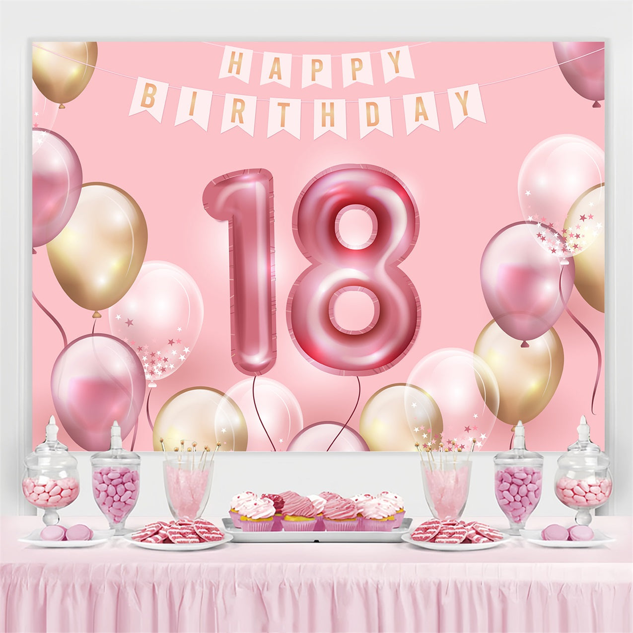 Personalisierte Happy Birthday Backdrop 18. Ballon Party Backdrop BRP2-231
