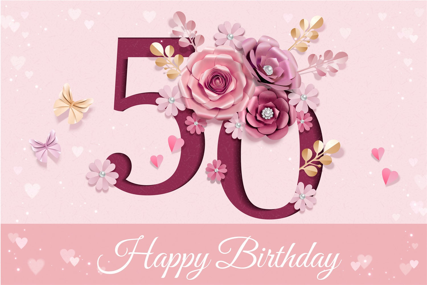 Personalisierte 50. Geburtstag Backdrop Floral Celebration Backdrop BRP2-233