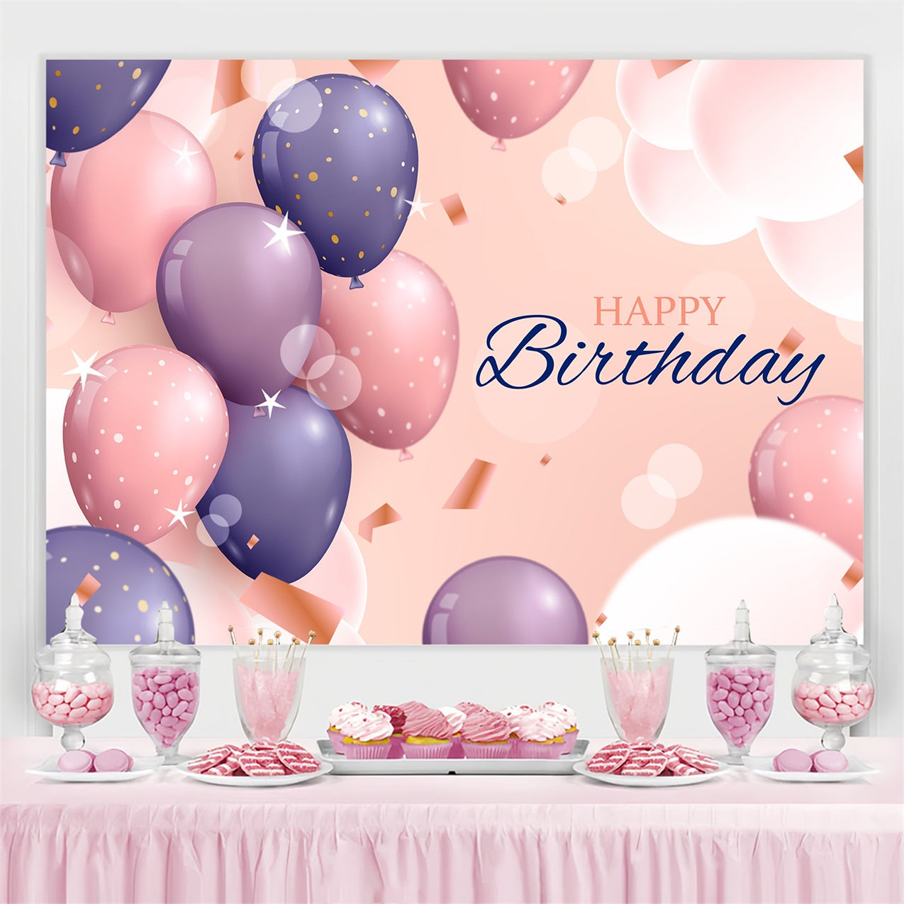 Benutzerdefinierte Happy Birthday Backdrop Schwebende Ballon Sparkles Backdrop BRP2-236
