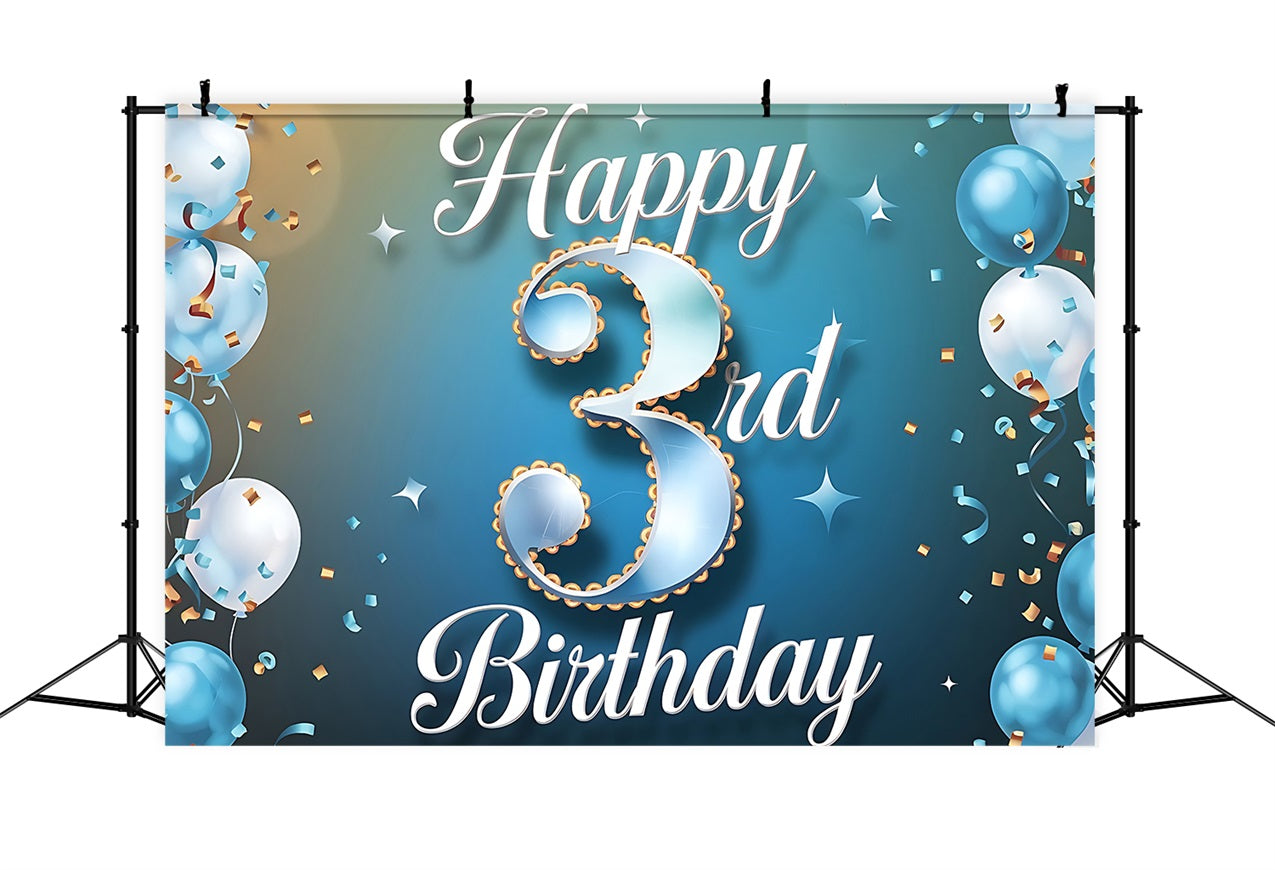 Custom Birthday Backdrops Happy 3rd Ballon Backdrop BRP2-237