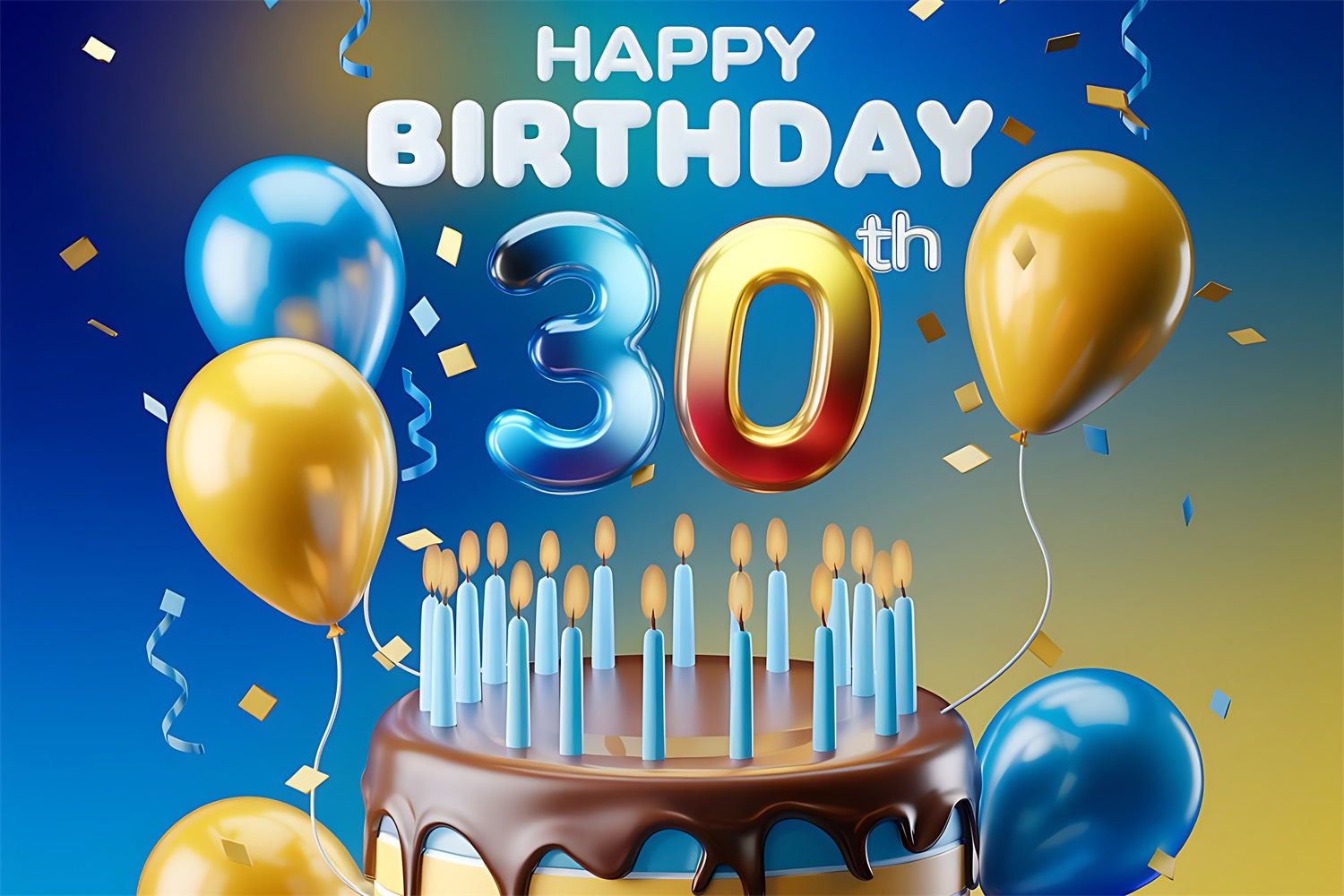 Custom Backdrops für Geburtstagsfeiern 30. Ballon Kuchen Backdrop BRP2-242