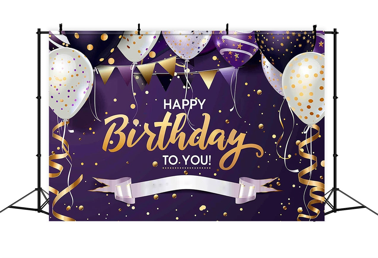 Personalisierte Geburtstag Backdrop Lila Gold Glitter Ballon Backdrop BRP2-243