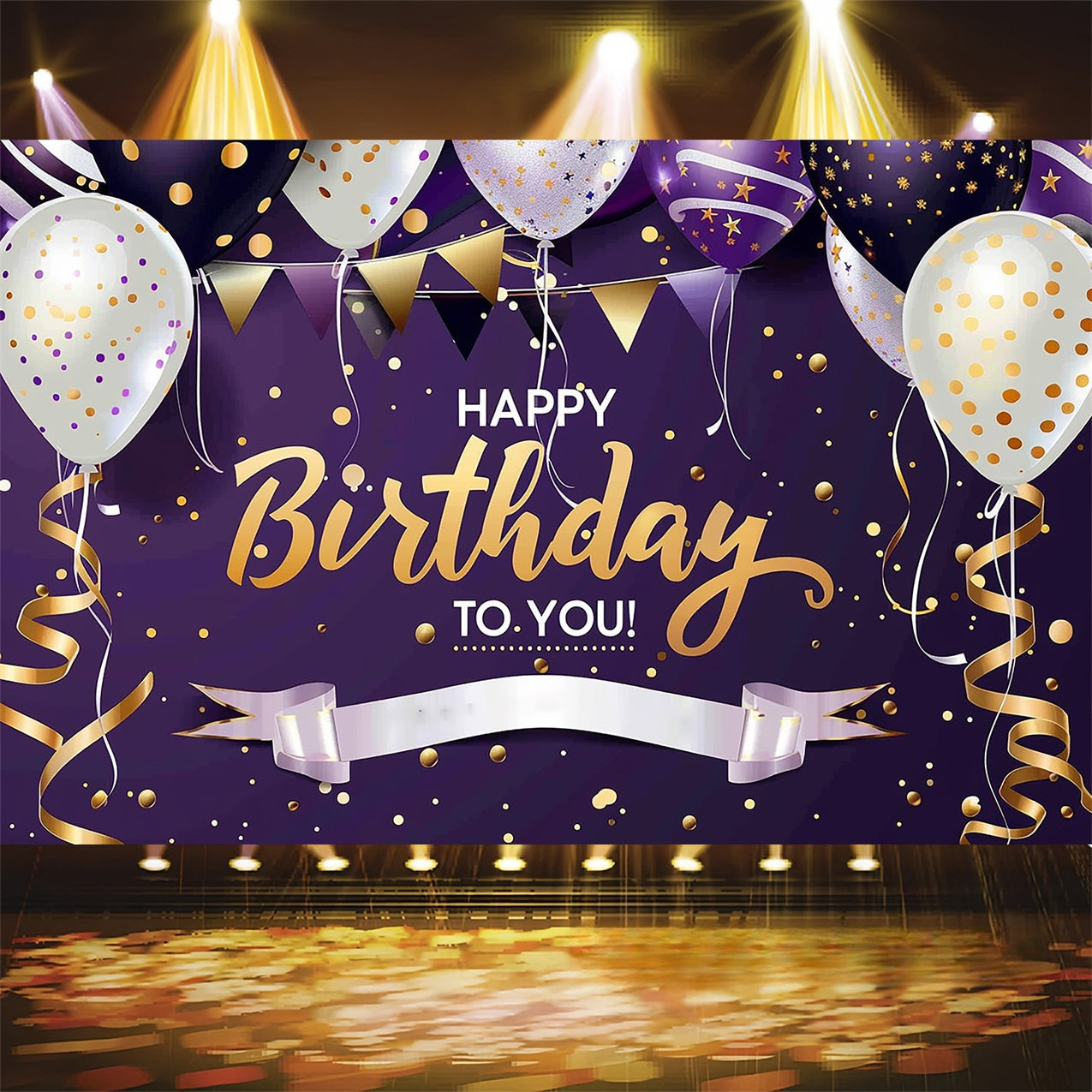 Personalisierte Geburtstag Backdrop Lila Gold Glitter Ballon Backdrop BRP2-243