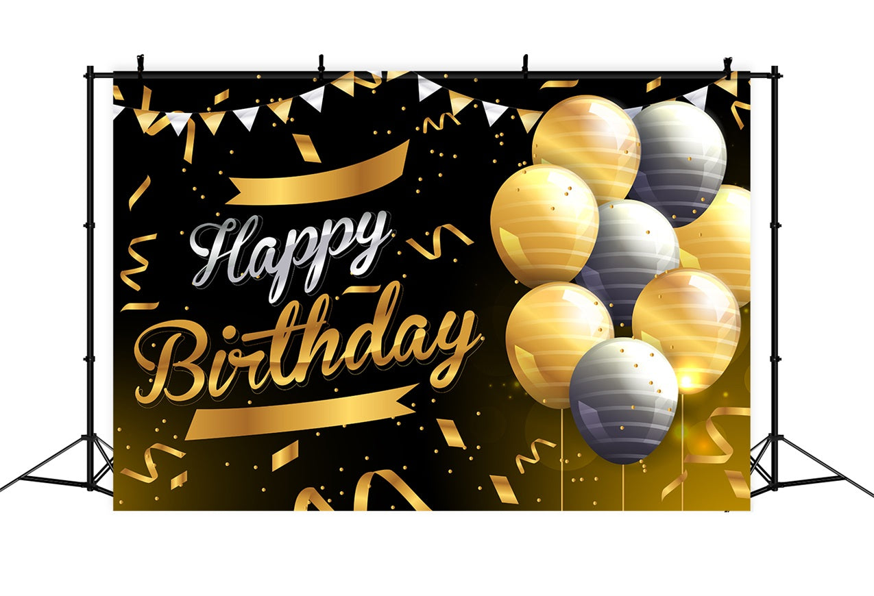 Geburtstag Backdrop Custom Schwarz Gold Ballon Backdrop BRP2-244